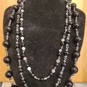 Black onyx and antique silver findings necklace, Bracelet and Earrings